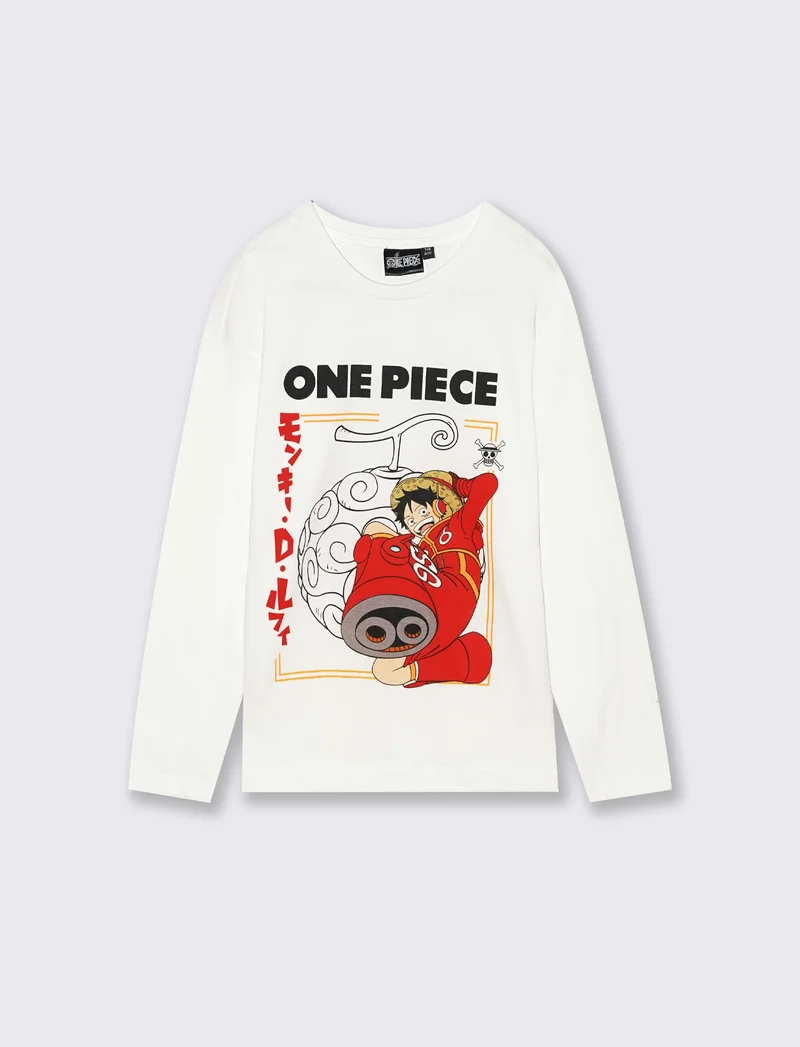 T-SHIRT MANICA LUNGA ONE PIECE - Bianco