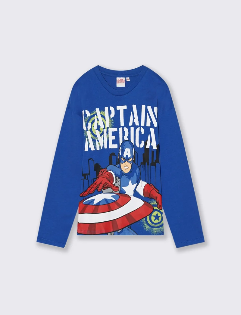 T-SHIRT MANICA LUNGA MARVEL. - Blu cobalto
