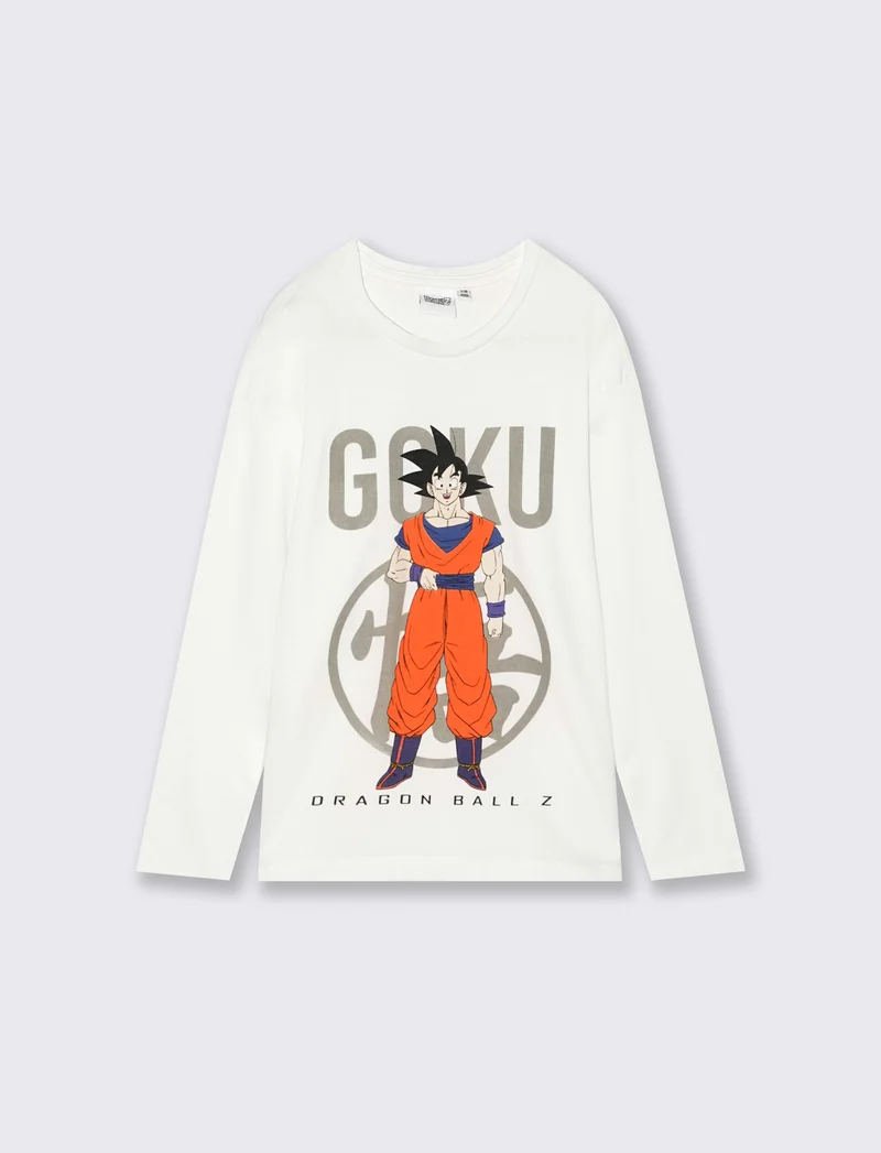 T-SHIRT DRAGON BALL MANICA LUNGA - Bianco