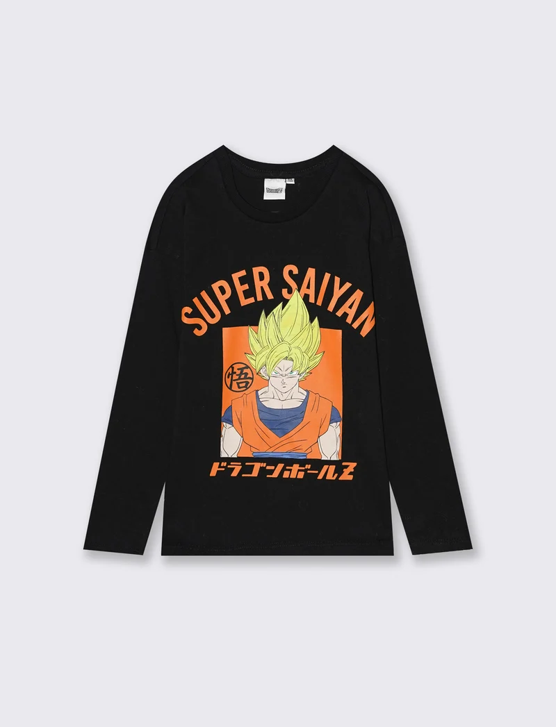 T-SHIRT DRAGON BALL MANICA LUNGA - Nero