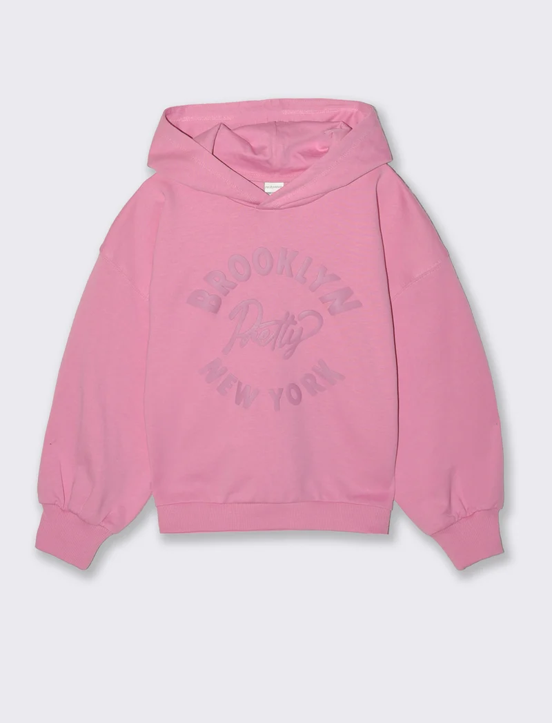 Felpa bambina con cappuccio e vestibilità loose - Rosa candy