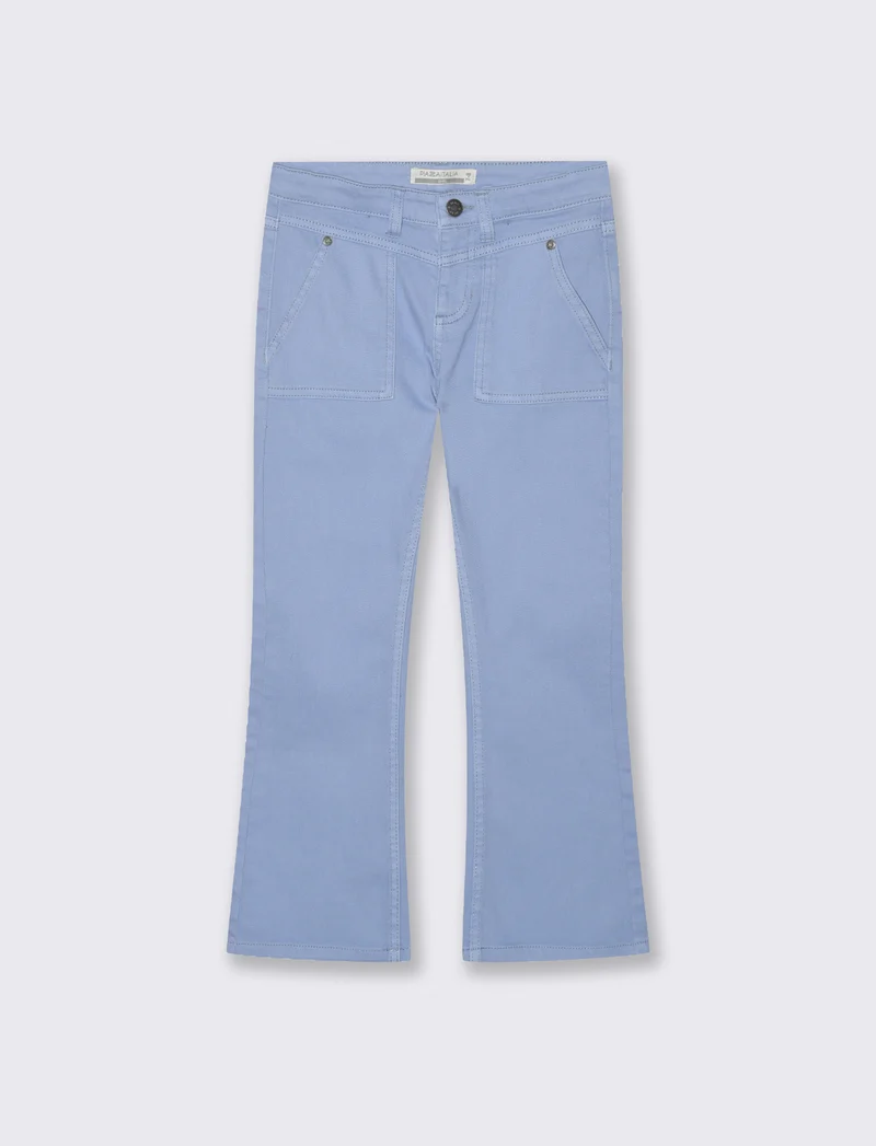 Pantalone flare in cotone per bambina - Azzurro