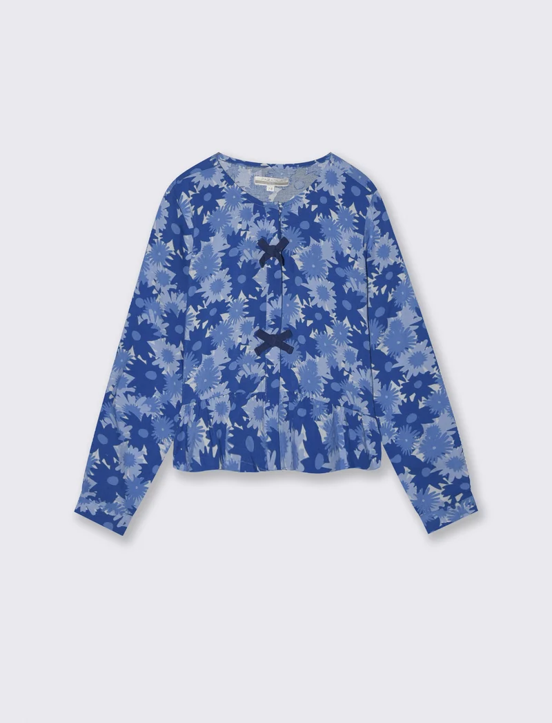 Camicia manica lunga bambina in viscosa - Blu