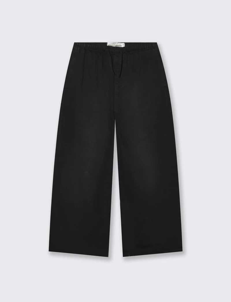 Pantaloni denim wide leg per bambina - Nero