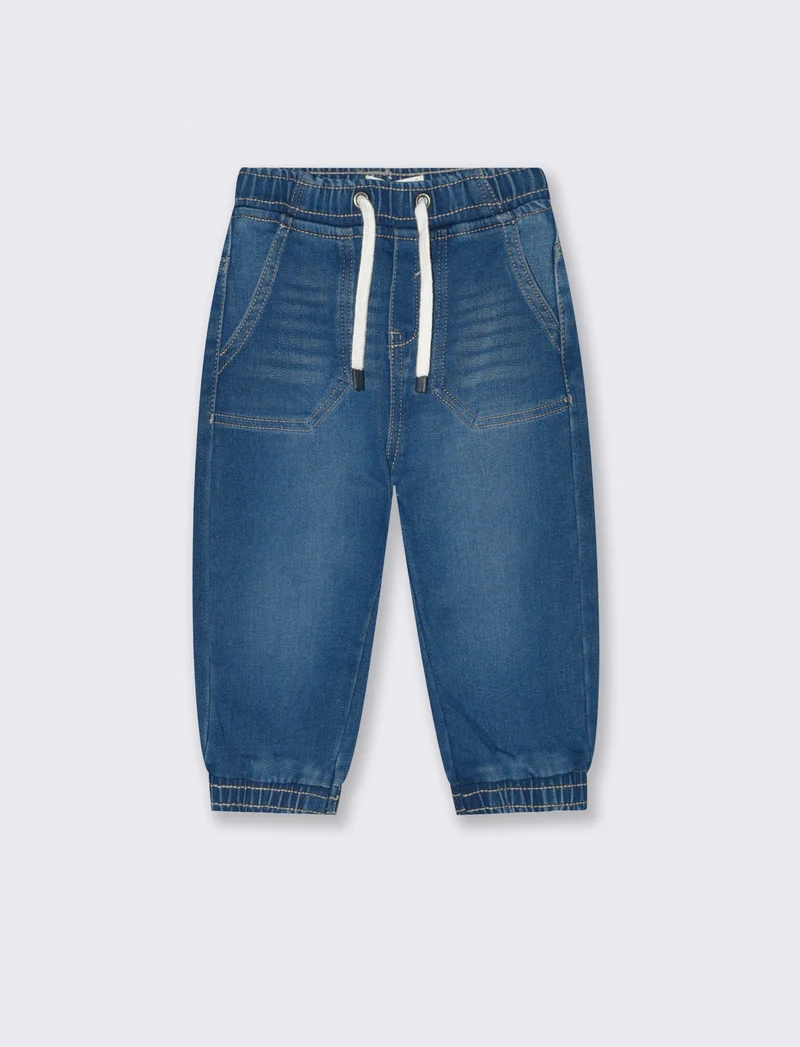 Jeans ampi con coulisse ed elastici - Denim