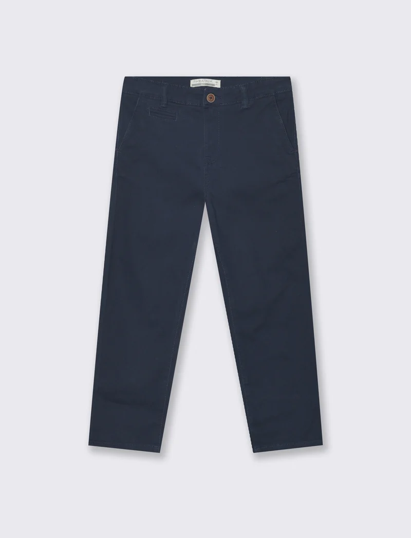 Pantaloni in cotone con tasche pratiche - Blu