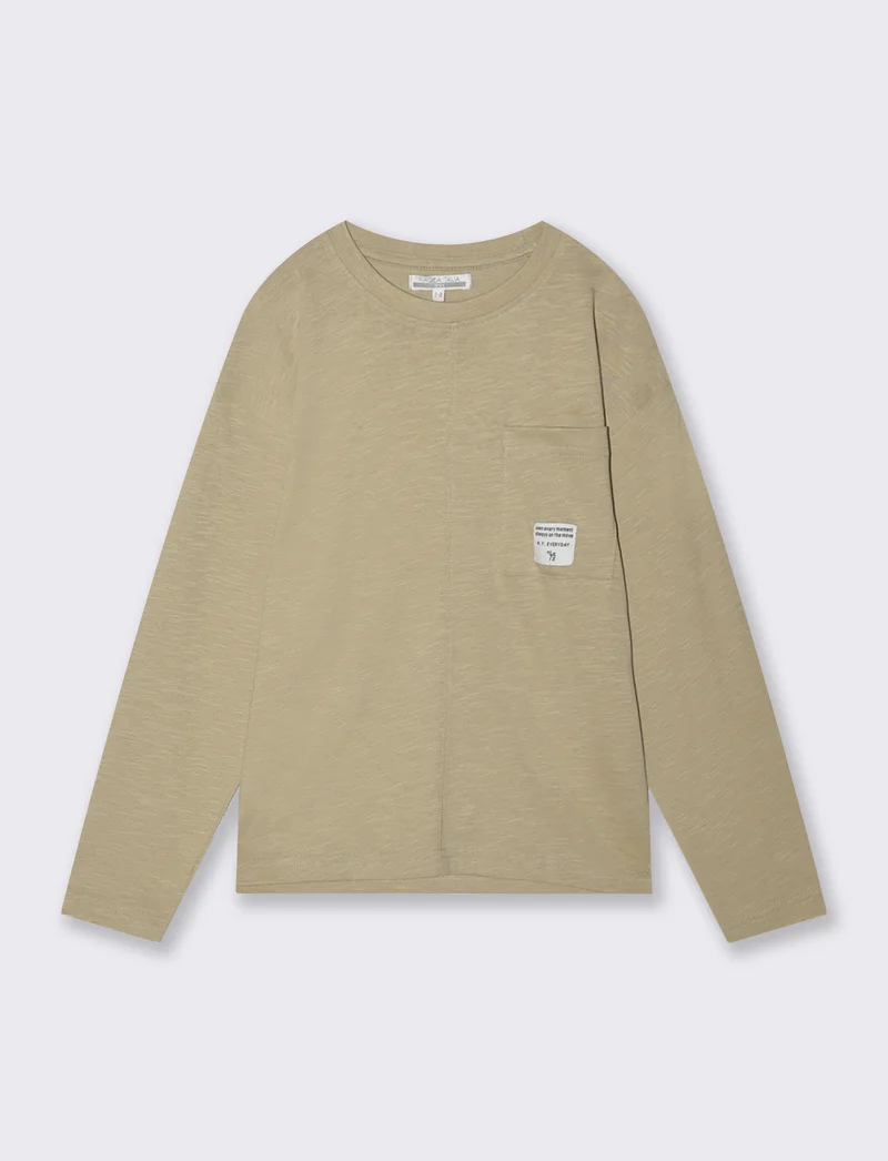 T-shirt lunga in cotone fiammato versatile - Verde salvia