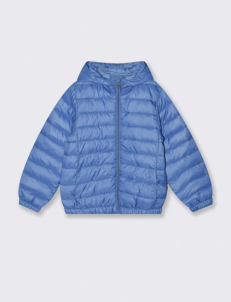 Giubbotto leggero con cappuccio e zip - Blu oceano