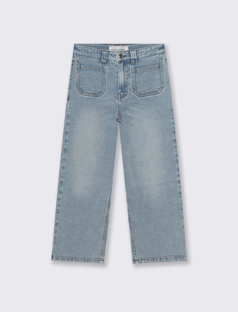 Jeans elastico wide leg per bambina - Denim chiaro