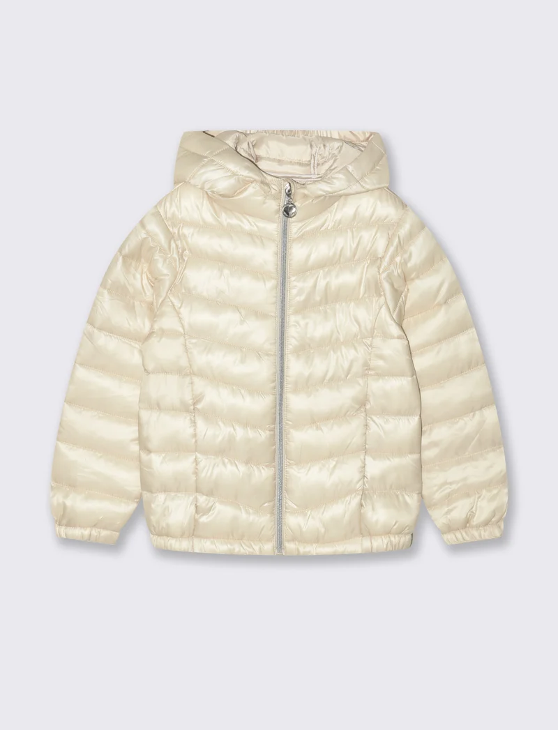 Giubbino piumino bambina con cappuccio - Beige