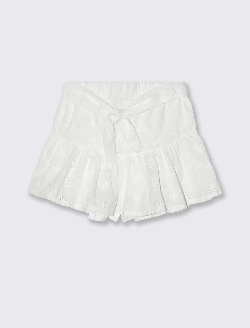 Short in pizzo san gallo con nodo. - Bianco
