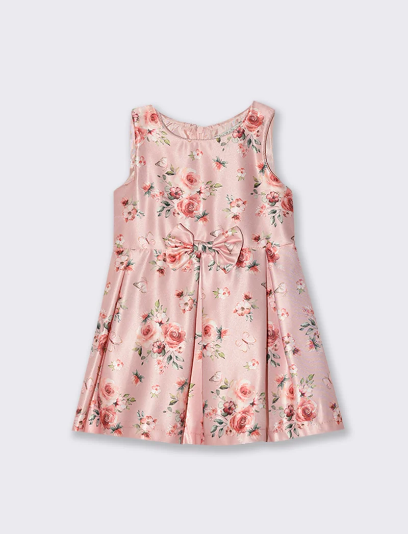 Abito elegante da neonata in tessuto fantasia floreale. - Fantasia