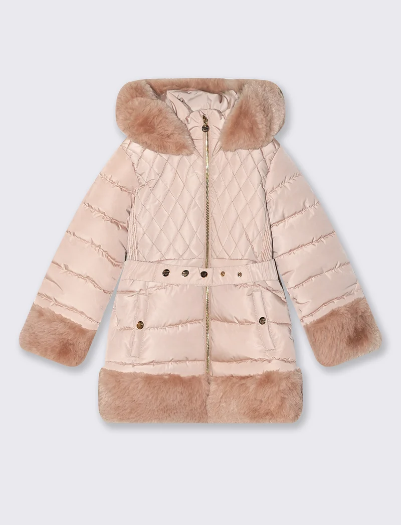 Giaccone lungo imbottito bambina - Beige