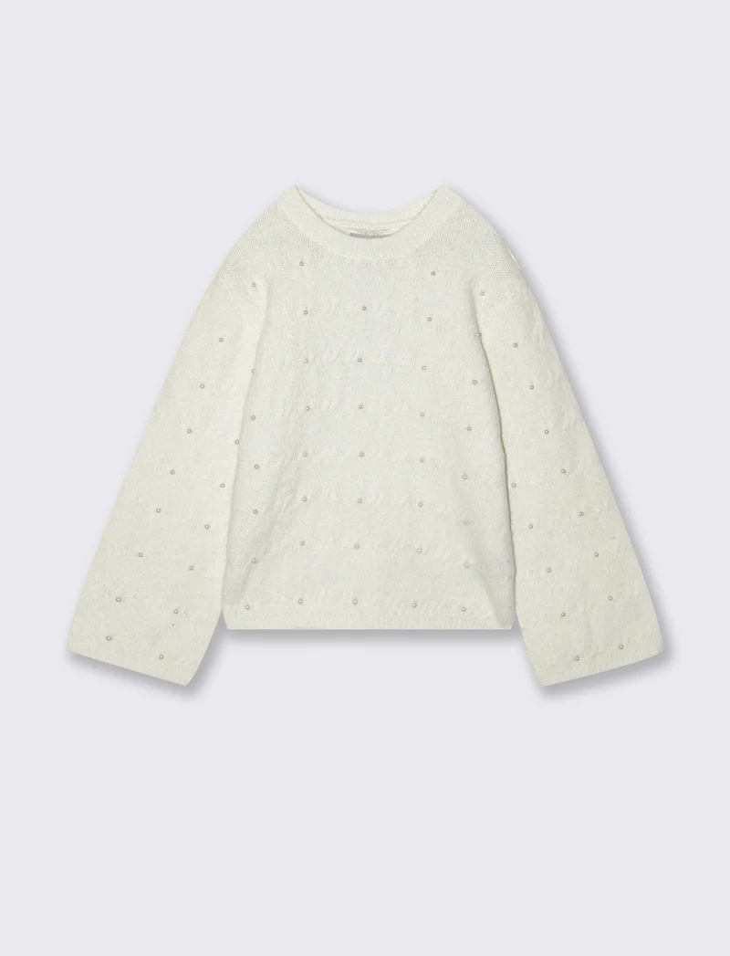 Maglia con perle - Bianco sporco