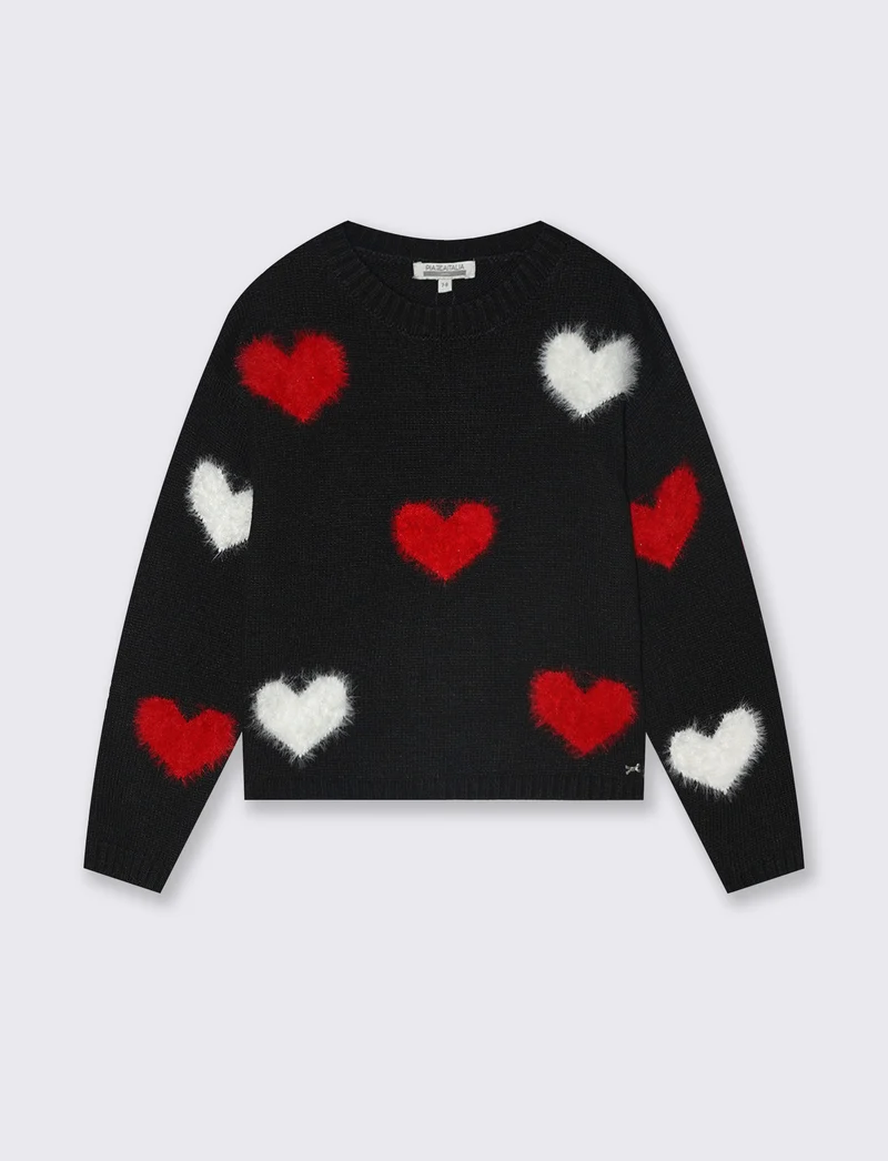 Maglia con cuori - Nero