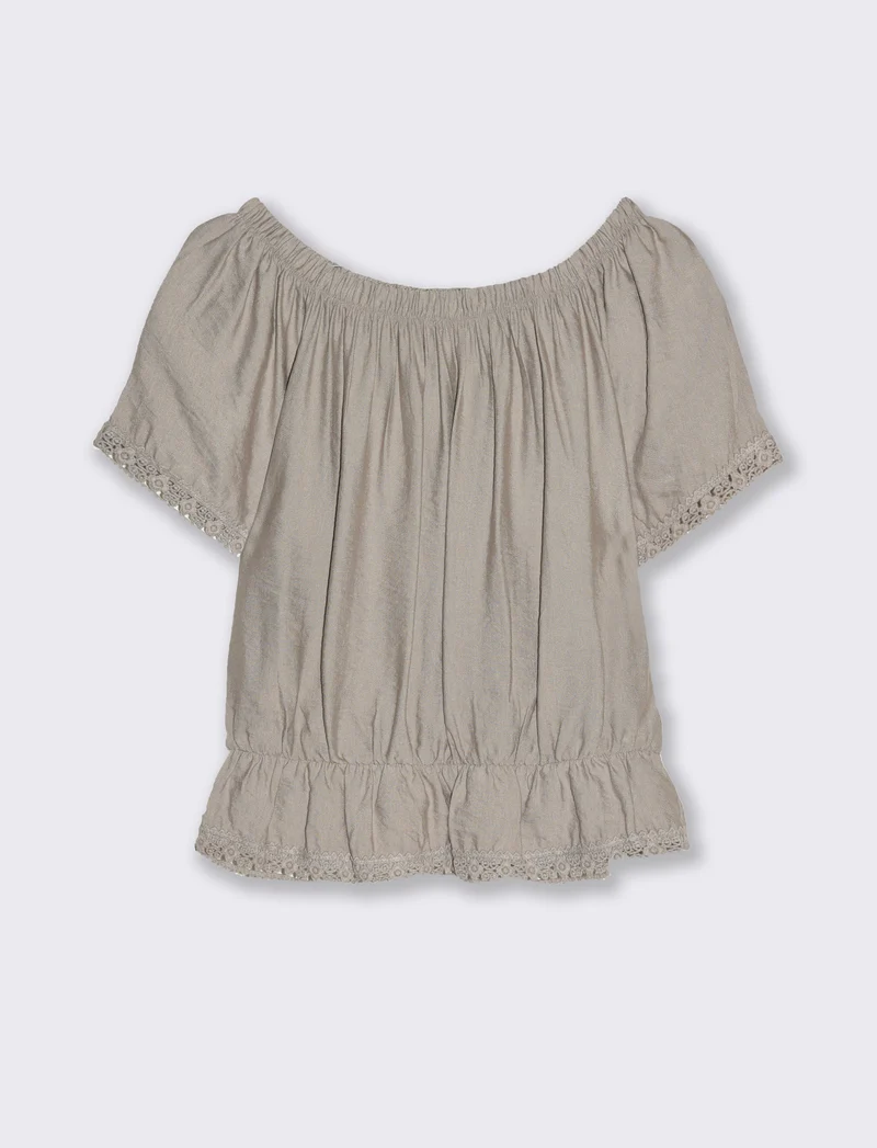 T-shirt con pizzo da donna - Beige