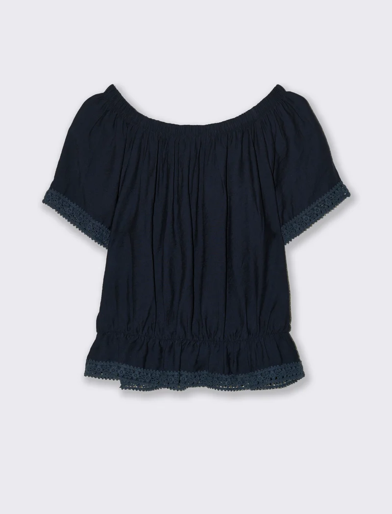 T-shirt con pizzo da donna - Blu