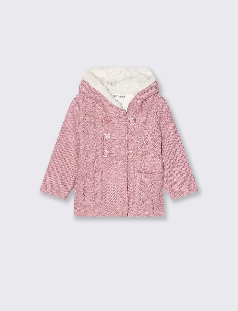 Cardigan con interno in pile - Lilla