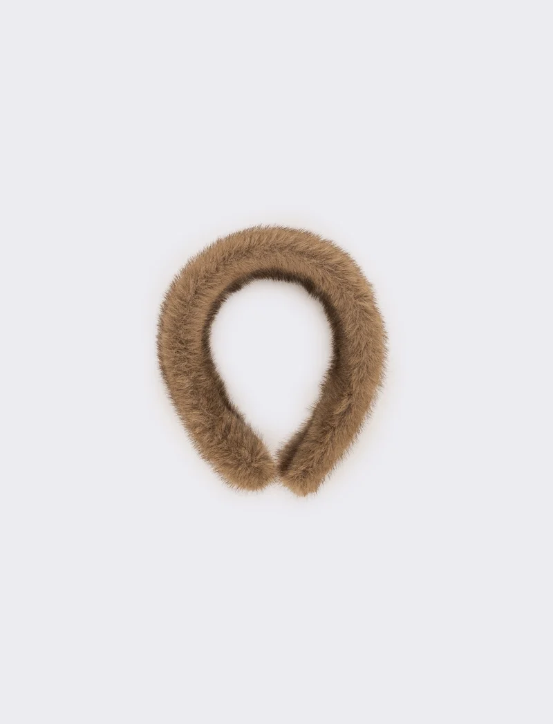 Cerchietto donna pelliccia - Beige