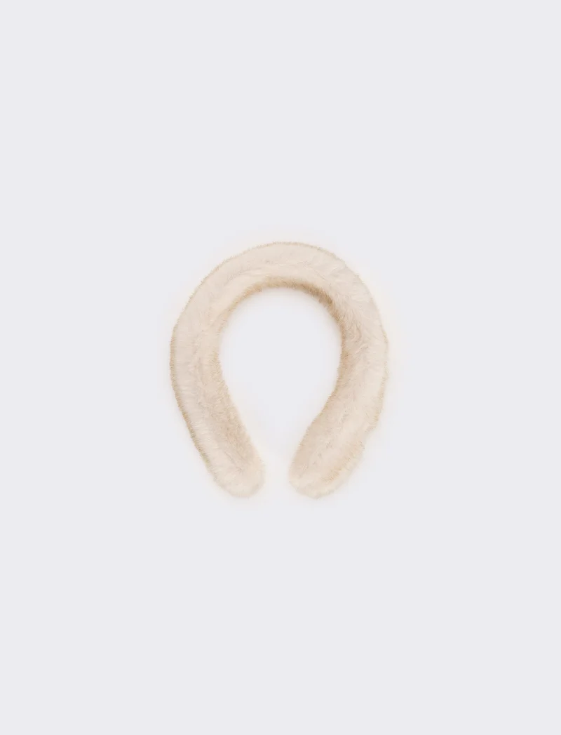 Cerchietto donna pelliccia - Bianco sporco