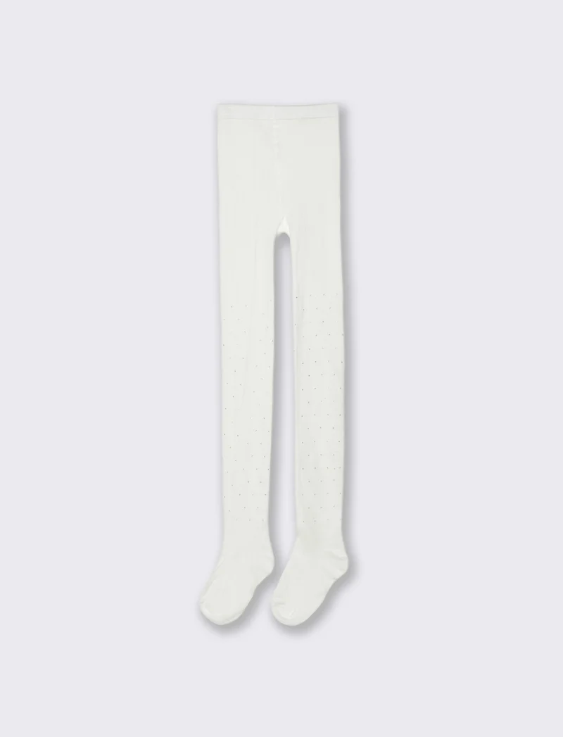 Calza con strass - Bianco latte