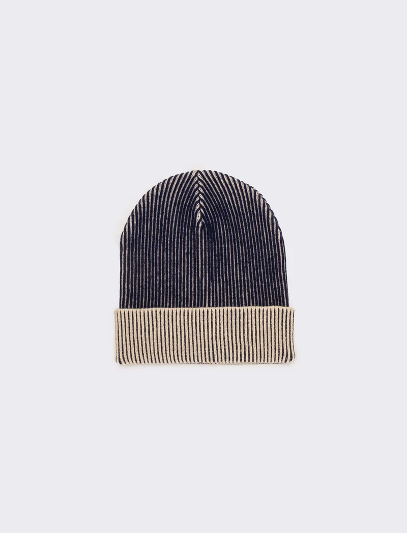 Cappello uomo costine bicolor - Blu