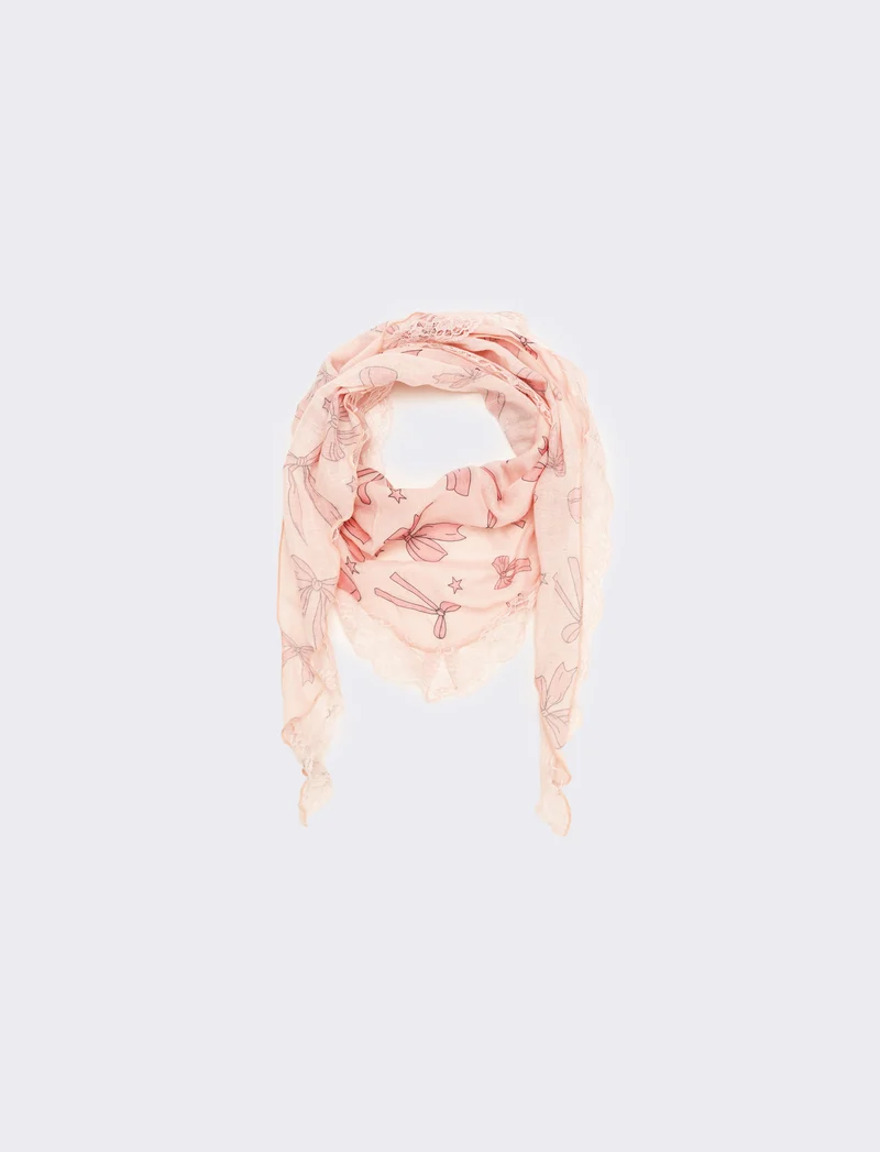 Foulard bambina triangolo con pizzo - Rosa