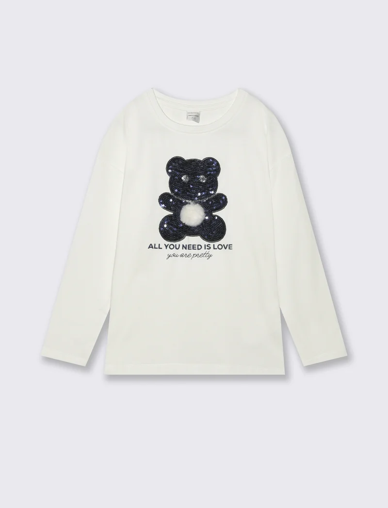T-shirt manica lunga - Bianco latte