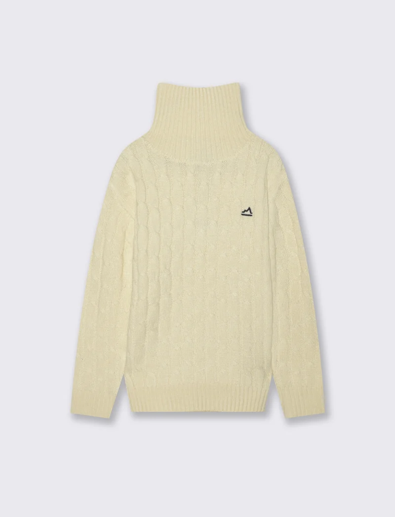 Maglia collo alto a traccia. - Beige
