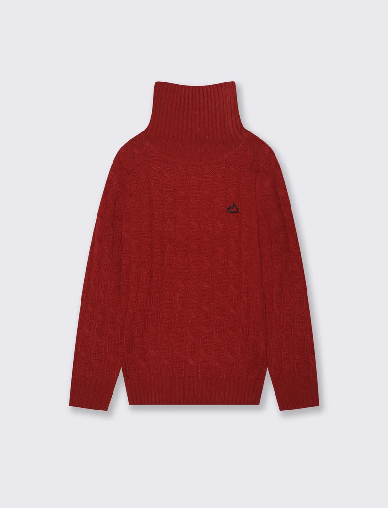 Maglia collo alto a traccia. - Rosso