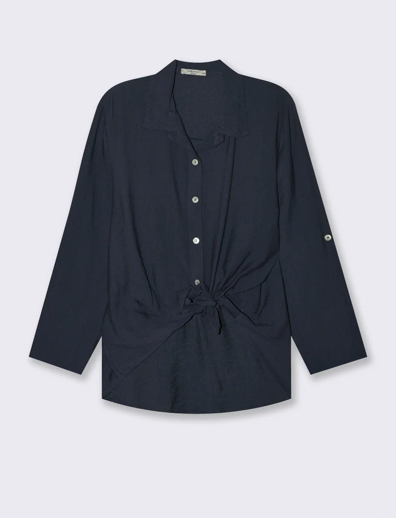 Camicia con nodo al fondo per donna - Blu