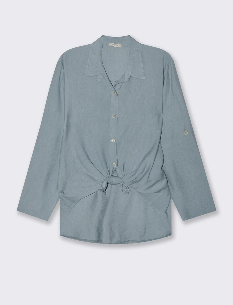 Camicia con nodo al fondo per donna - Denim