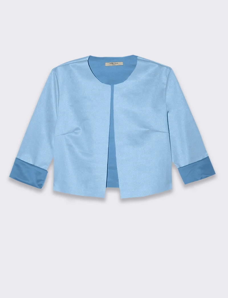 Giacca corta in tessuto scamosciato donna - Azzurro cielo