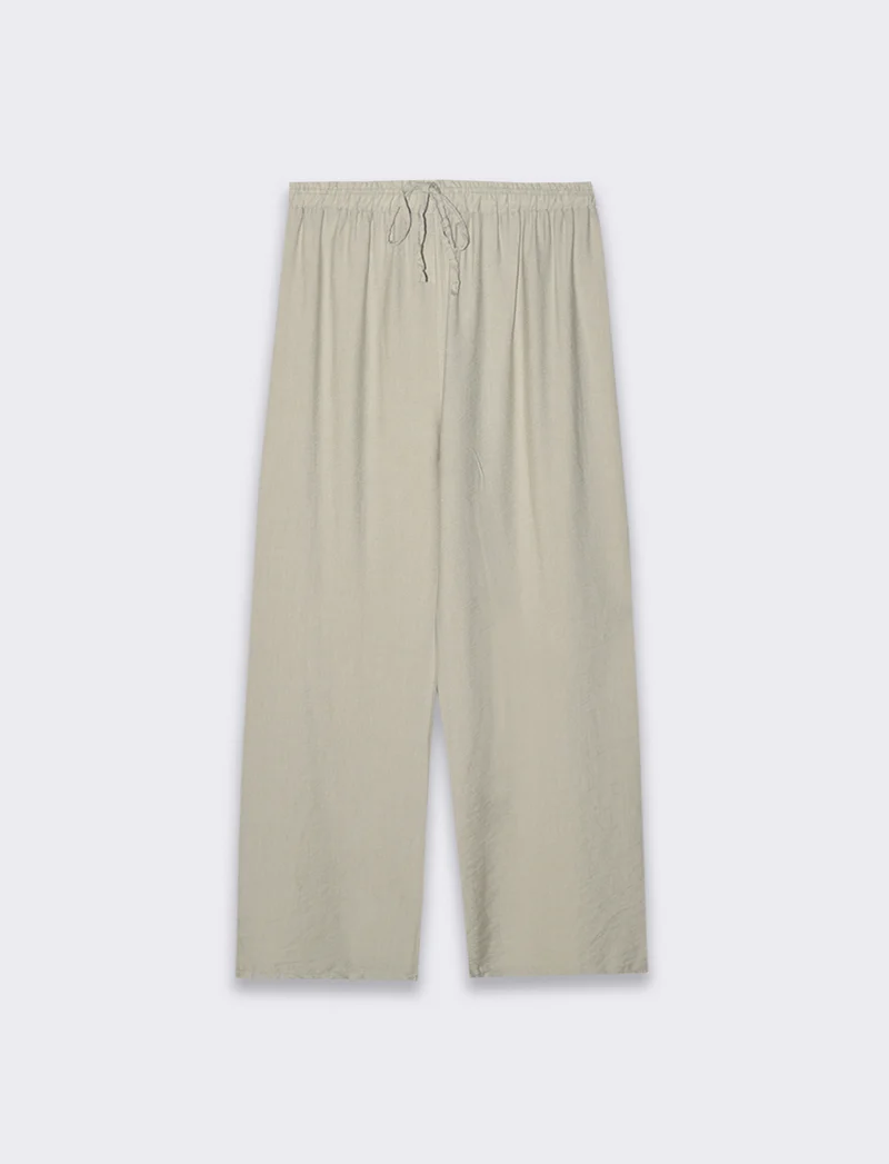 Pantalone con elastico e lacci in vita - Sabbia