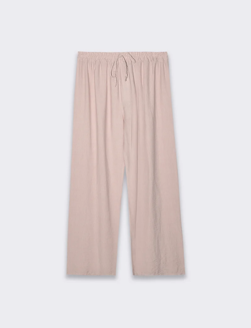 Pantalone con elastico e lacci in vita - Rosa