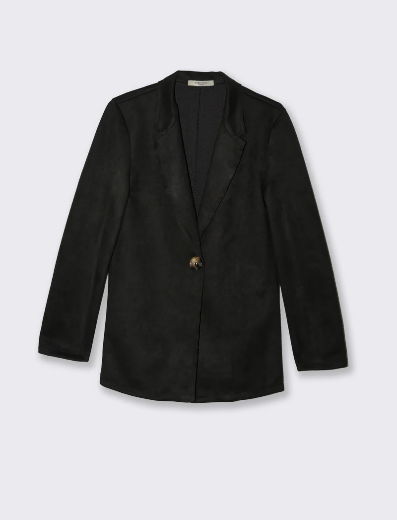 Giacca monopetto in tessuto scamosciato - Nero