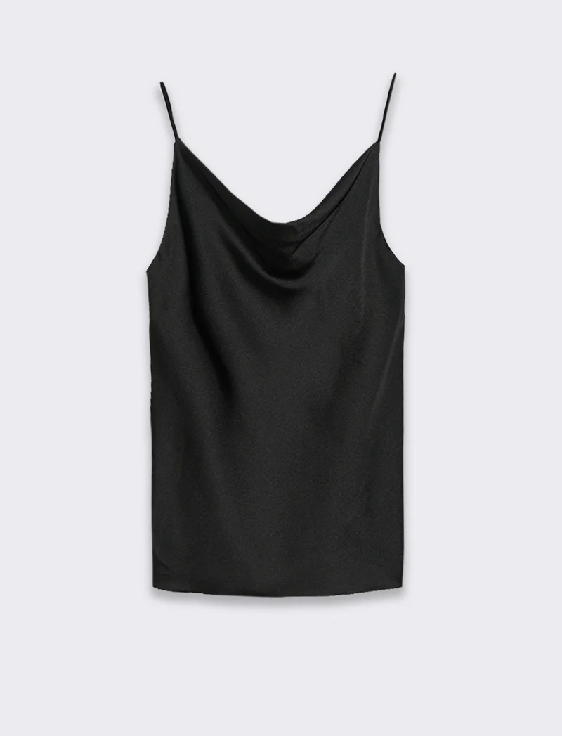 Top raso con bretelline elastiche - Nero