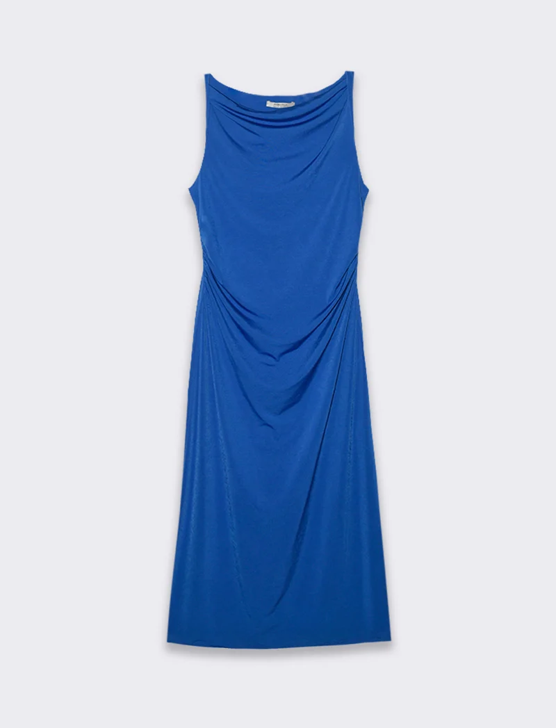 Vestito lungo smanicato elastico donna - Bluette