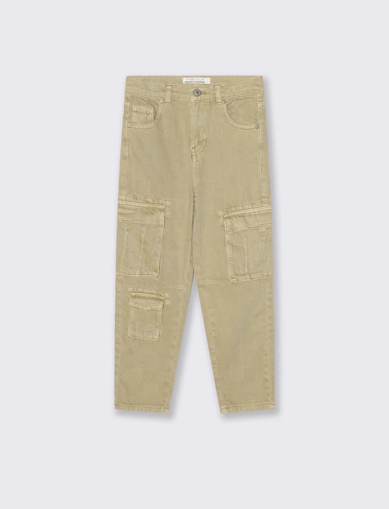 PANTALONI MULTITASCHE - Verde kaki