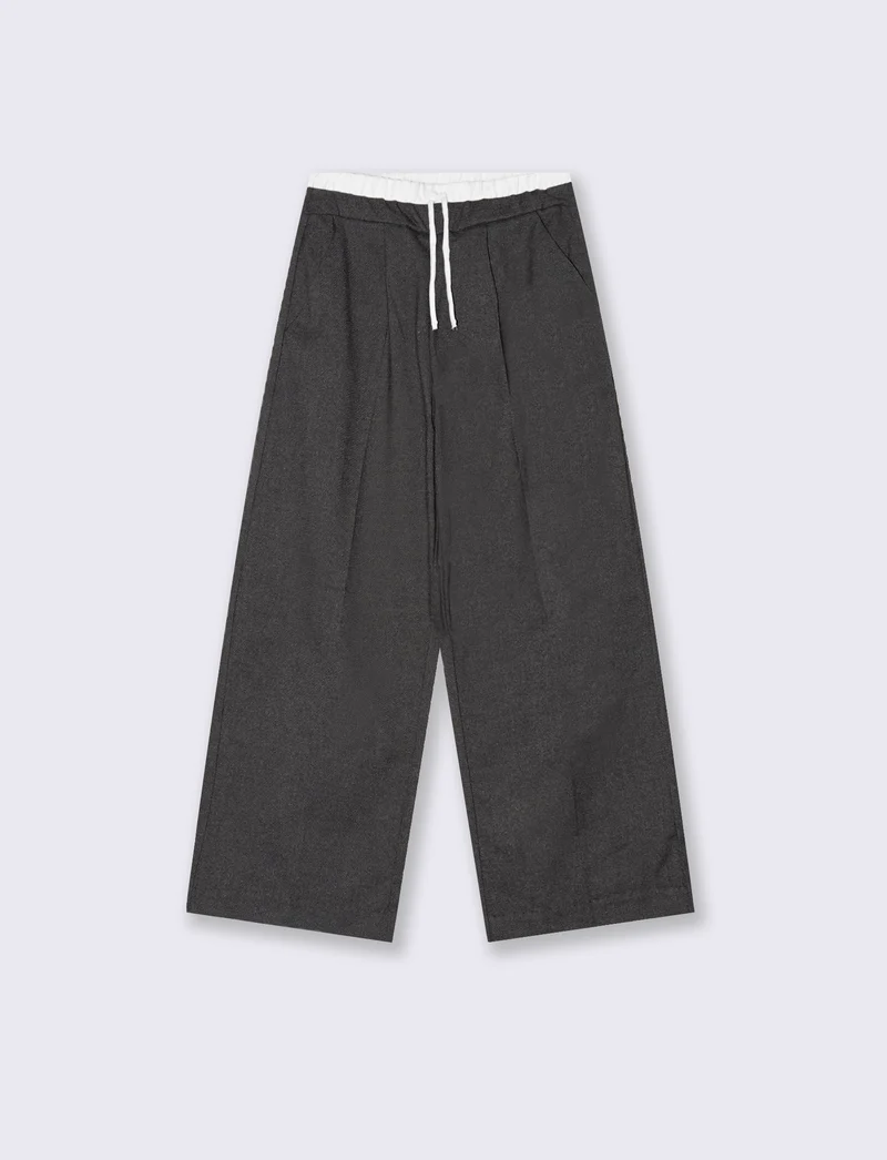Pantaloni modello gamba larga. - Grigio