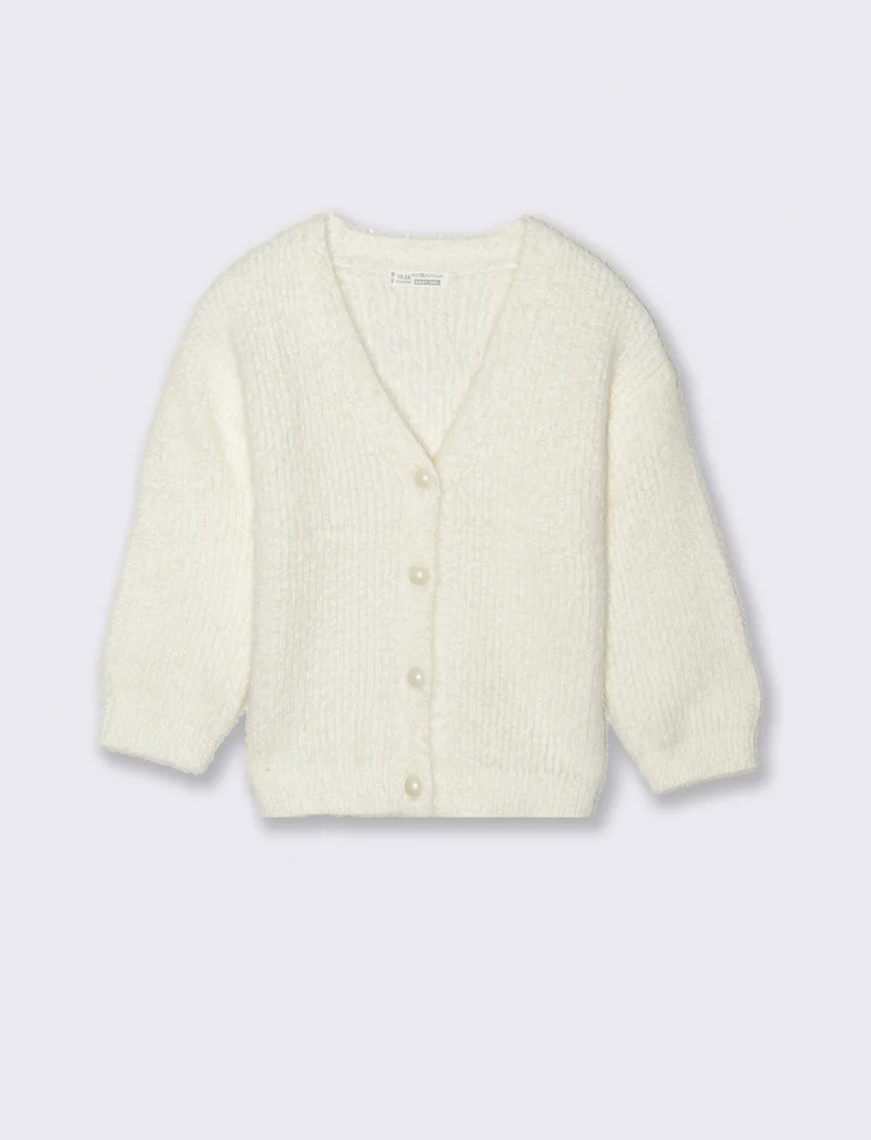 Cardigan in maglia morbida - Bianco panna