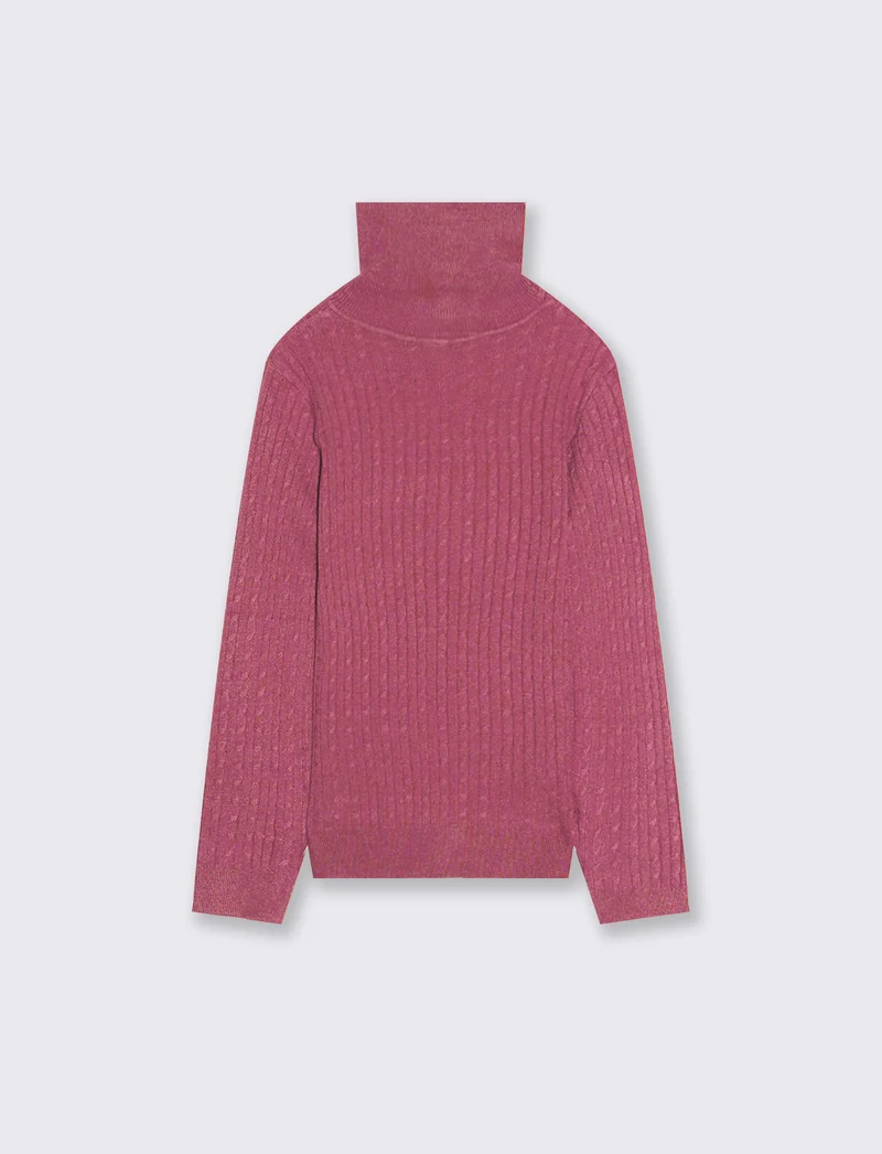 Maglia collo alto con trecce. - Viola malva