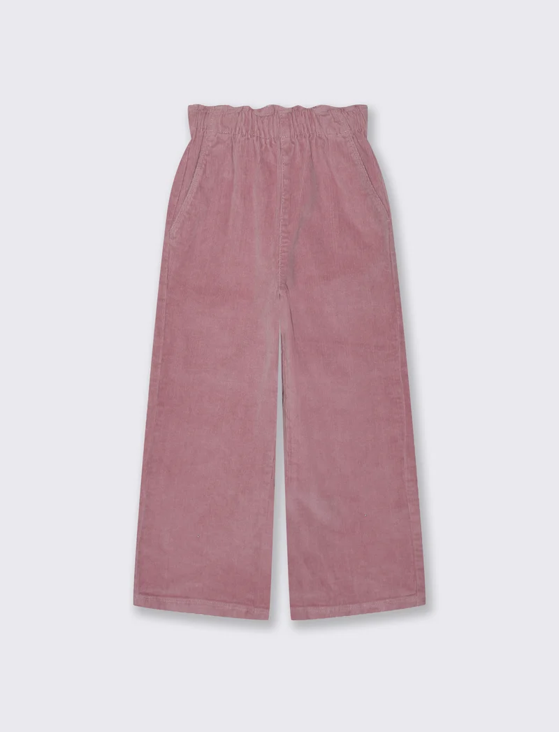 Pantaloni in velluto elastico a gamba larga. - Rosa cipolla