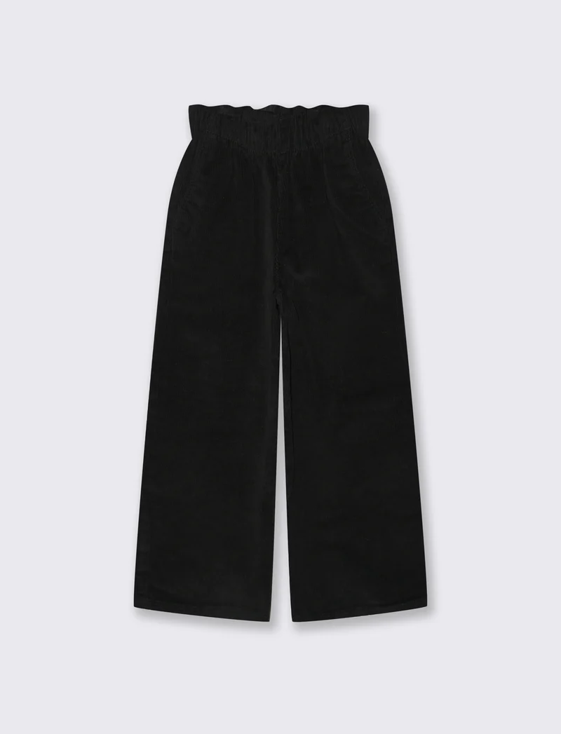 Pantaloni in velluto elastico a gamba larga. - Nero