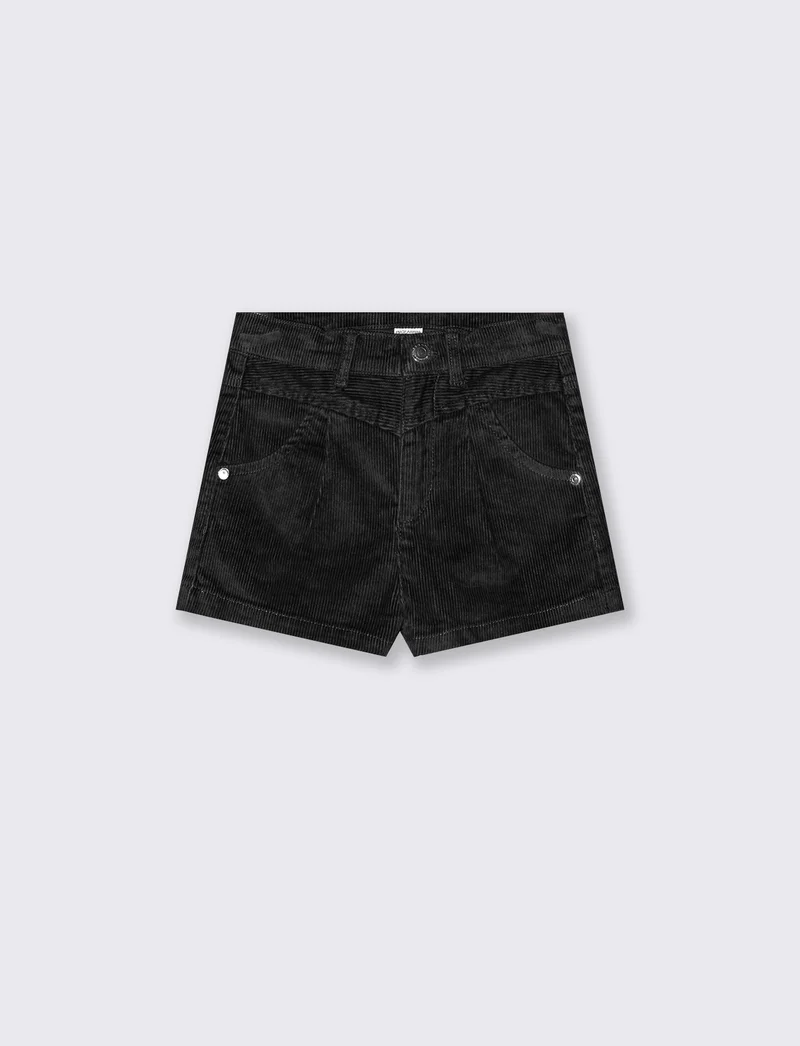 Short in velluto elastico da bambina - Nero