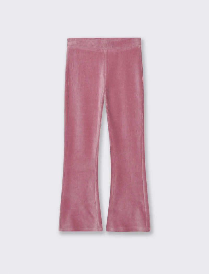Leggings a zampa in velluto elastico. - Rosa cipolla