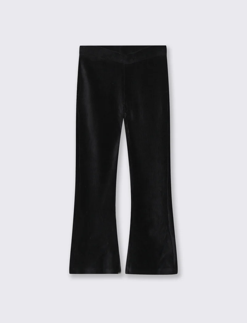 Leggings a zampa in velluto elastico. - Nero