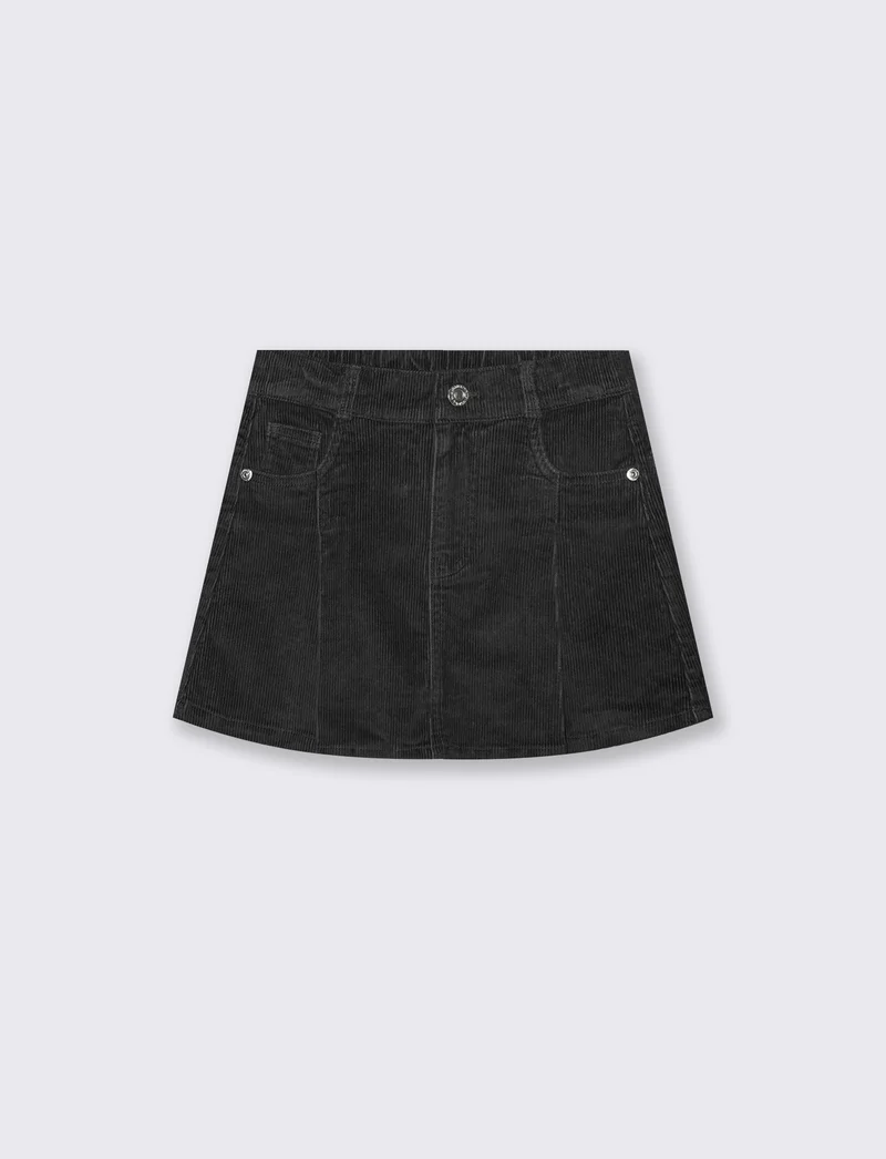 Gonna in velluto elastico da bambina. - Nero