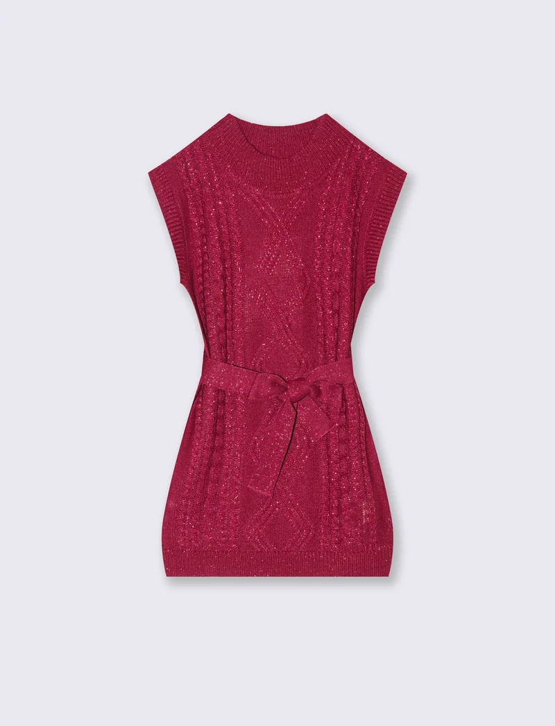 Vestito giromanica in maglieria da bambina. - Viola malva