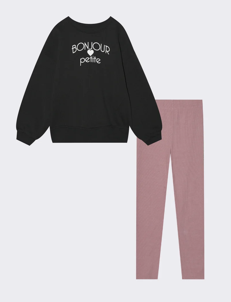 Completo felpa+leggings - Nero